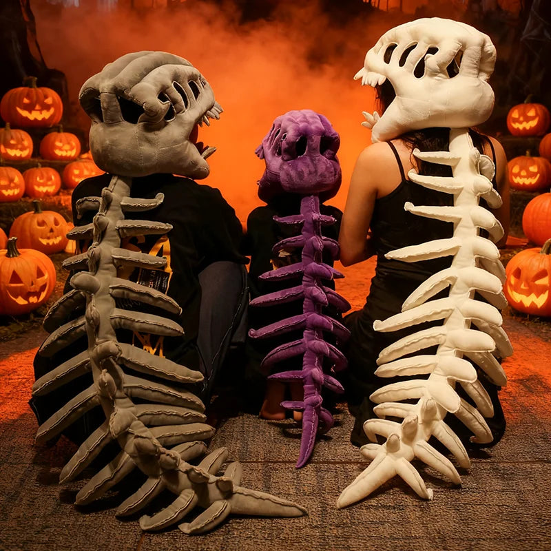 Grey Plush Dinosaur Skeleton Costume Set - Image 2