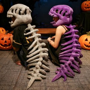 Grey Plush Dinosaur Skeleton Costume Set