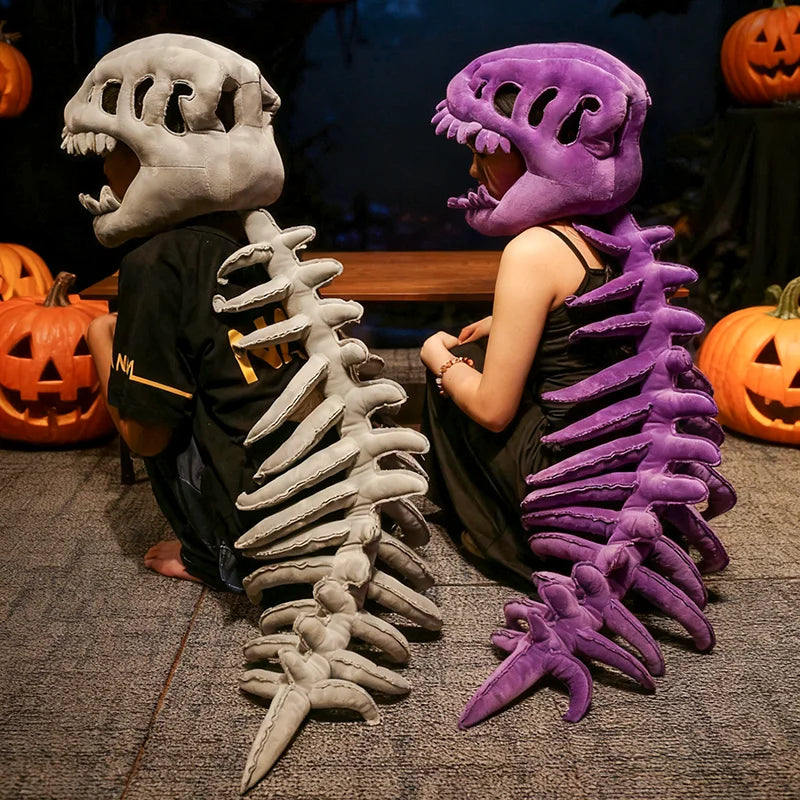 Grey Plush Dinosaur Skeleton Costume Set