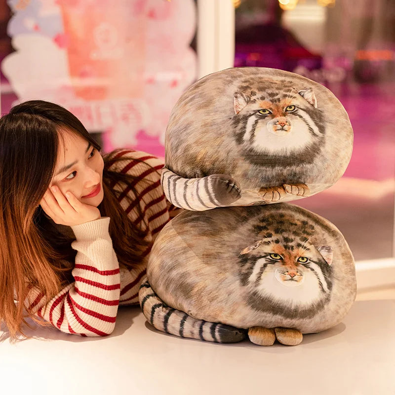 Chubby Manul Cat Plush Pillow with Striped Tail - Image 4