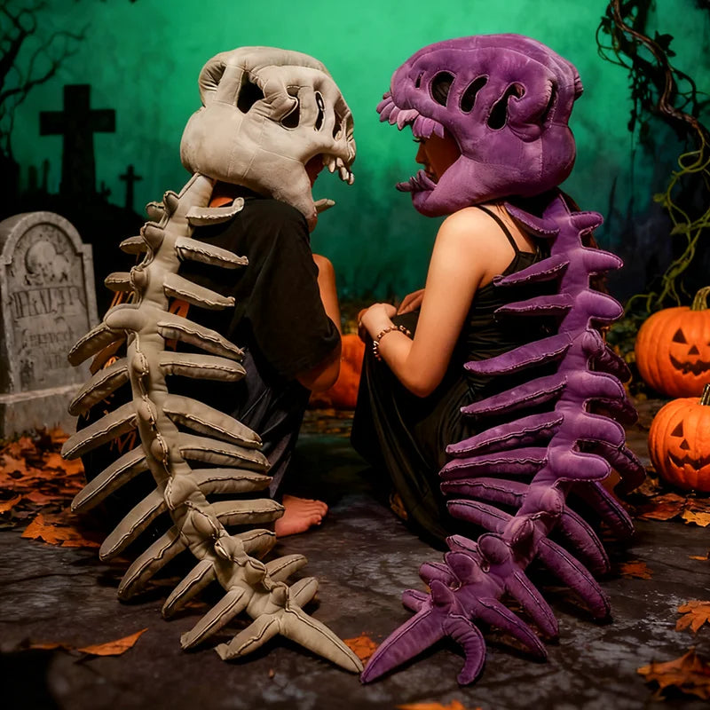 Grey Plush Dinosaur Skeleton Costume Set - Image 3