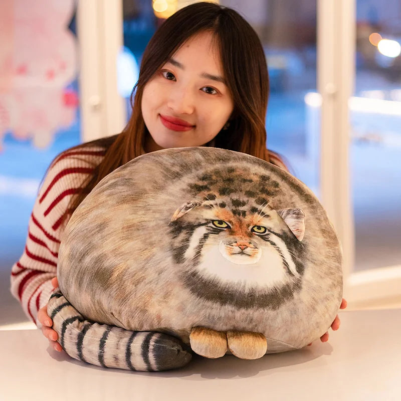 Chubby Manul Cat Plush Pillow with Striped Tail - Image 5