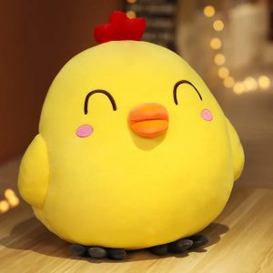 Bright Yellow Chick Plush Toy with Red Comb