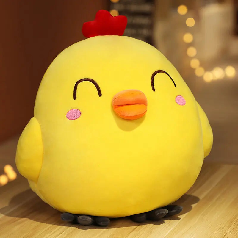Bright Yellow Chick Plush Toy with Red Comb