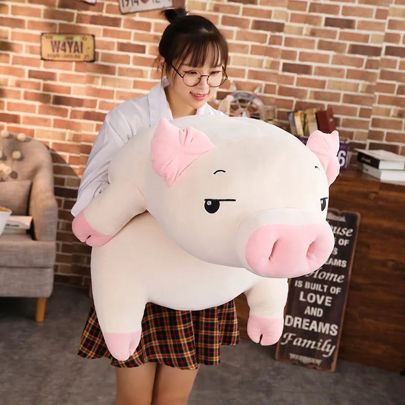 Chubby Lying Pink and Cream Pig Plush - Image 2