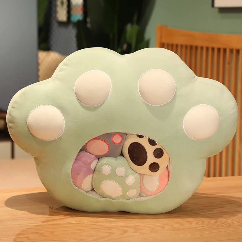 Large Paw Plush Pillow with Colorful Mini Paws - Image 10