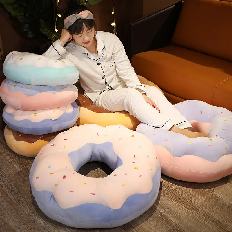 Oversized Donut Plush Cushion with Colorful Sprinkles - Image 2