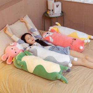 Soft Pink Fox Body Pillow with Paw Print