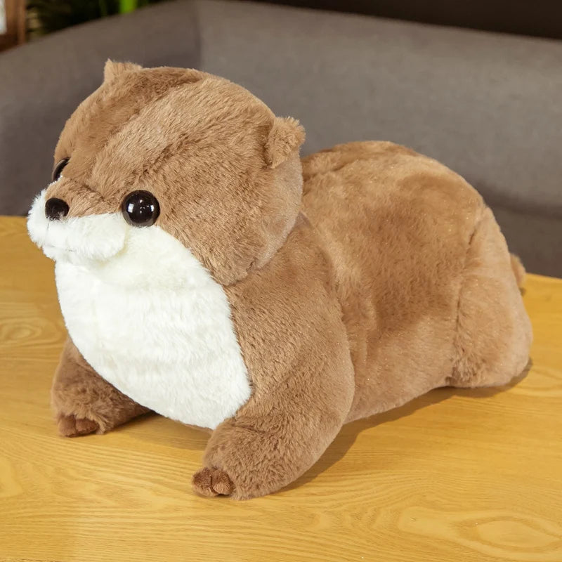 Chubby Brown Otter Plushie with White Belly - Image 5