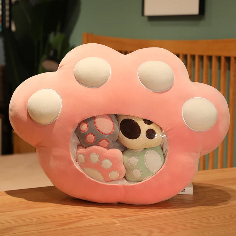 Large Paw Plush Pillow with Colorful Mini Paws - Image 8