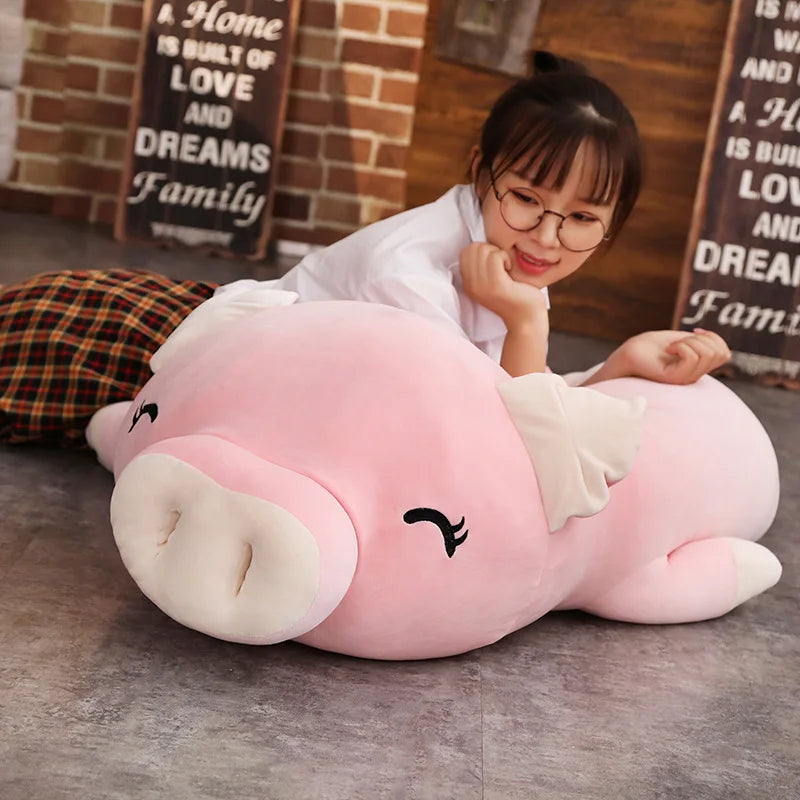 Chubby Lying Pink and Cream Pig Plush - Image 4