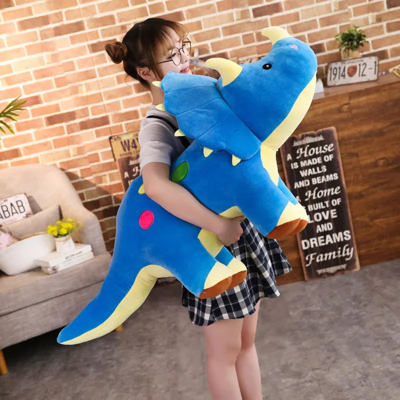Cute Green Triceratops Plush Toy with Polka Dots - Image 5