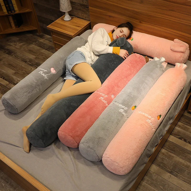 Sweet Baby Pale Pink Plush Body Pillow with Bunny Ears - Image 3