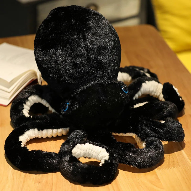 Fluffy Black Octopus Plush Toy with Blue Eyes - Image 7
