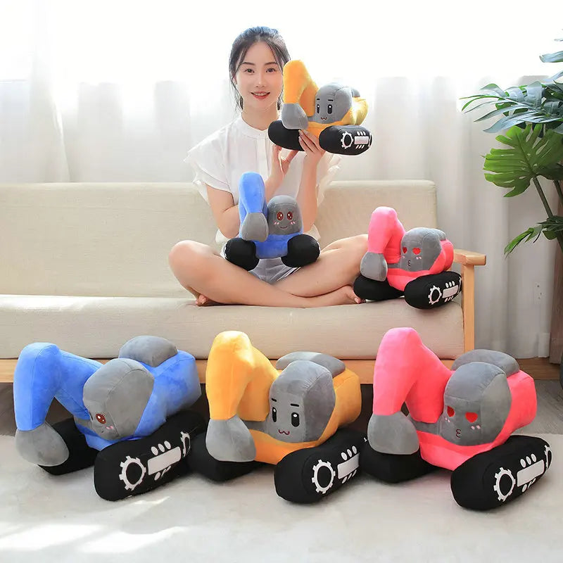 Cute Orange and Gray Excavator Plush Toy - Image 3