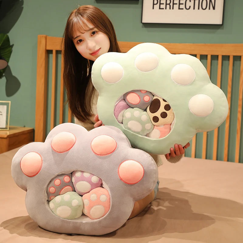 Large Paw Plush Pillow with Colorful Mini Paws - Image 6
