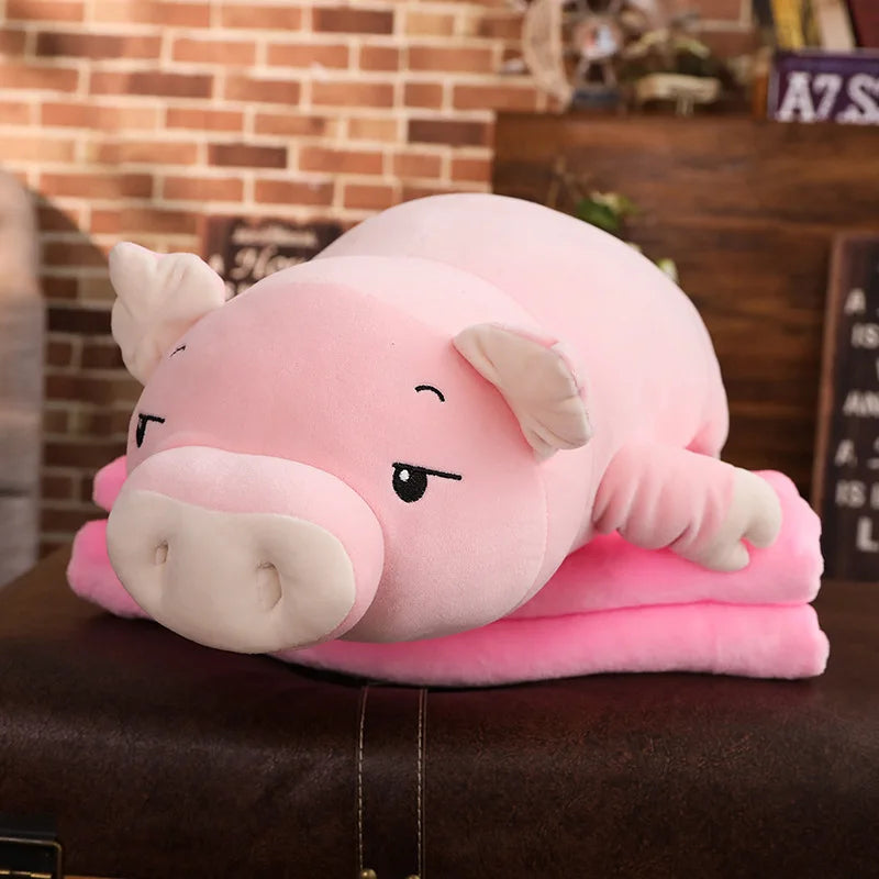 Chubby Lying Pink and Cream Pig Plush - Image 9