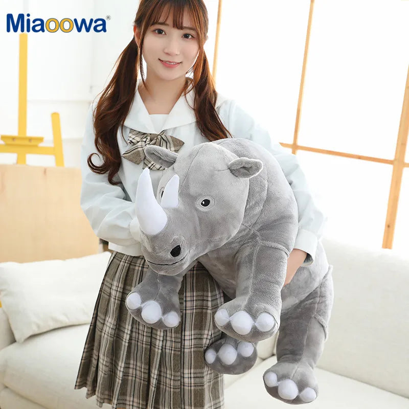 Adorable Sky Blue Rhino Plush Toy - Image 2