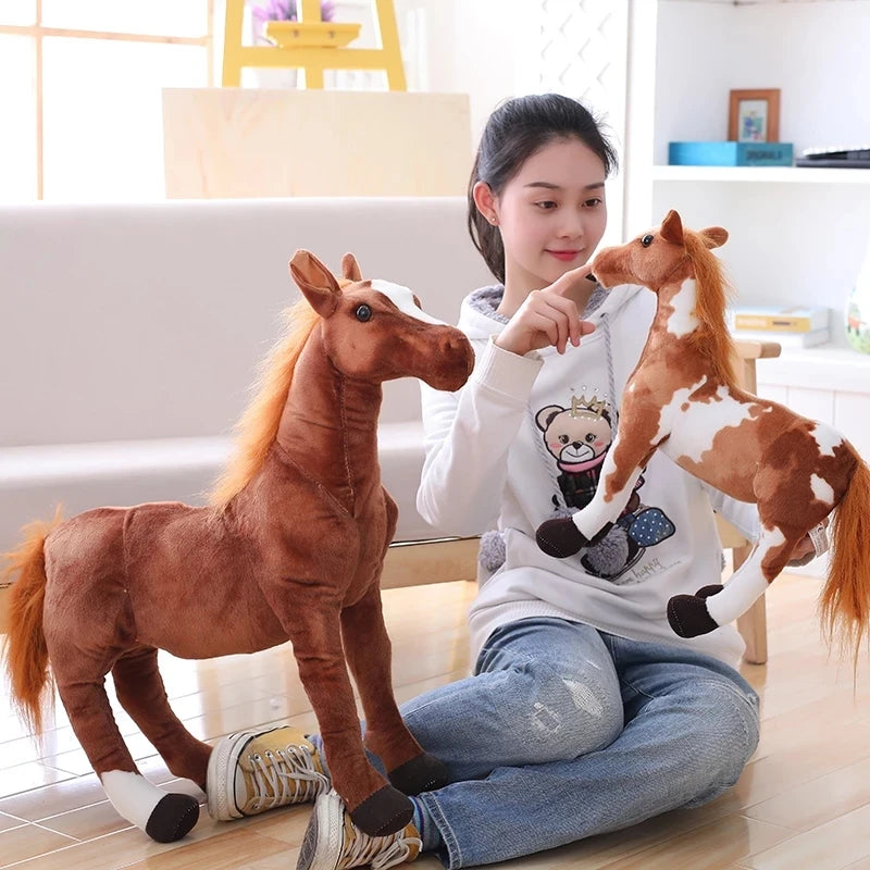 Realistic Brown and White Pinto Horse Plush Toy - Image 6
