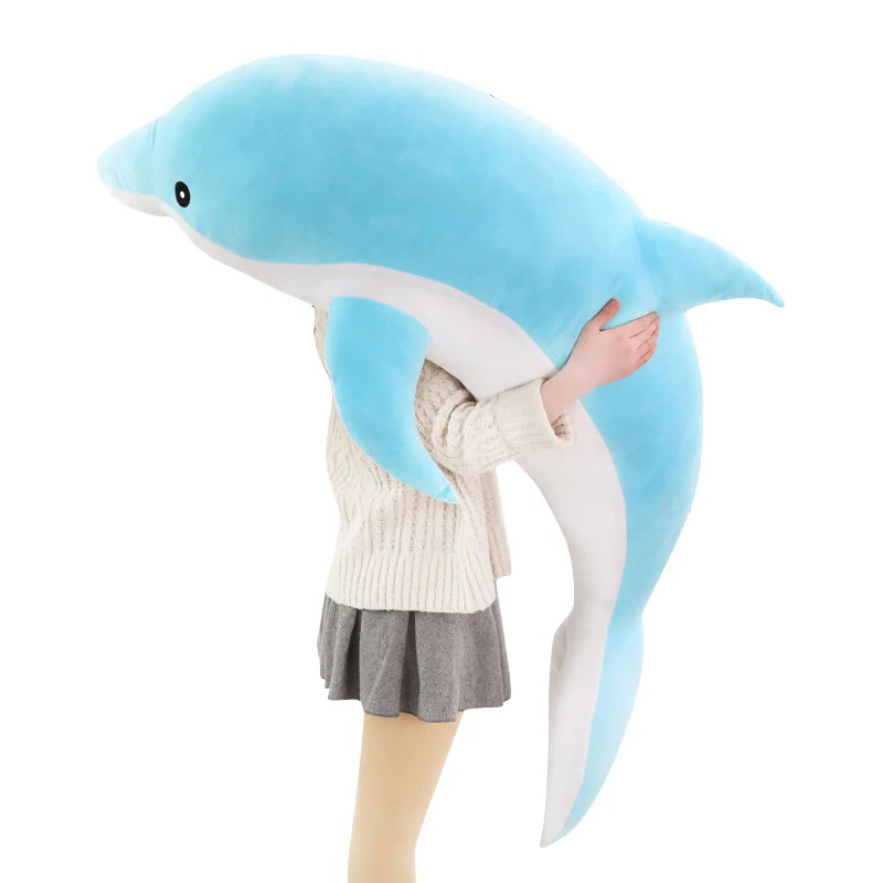 Oversized Light Blue Dolphin Plush Cuddle Pillow - Image 6