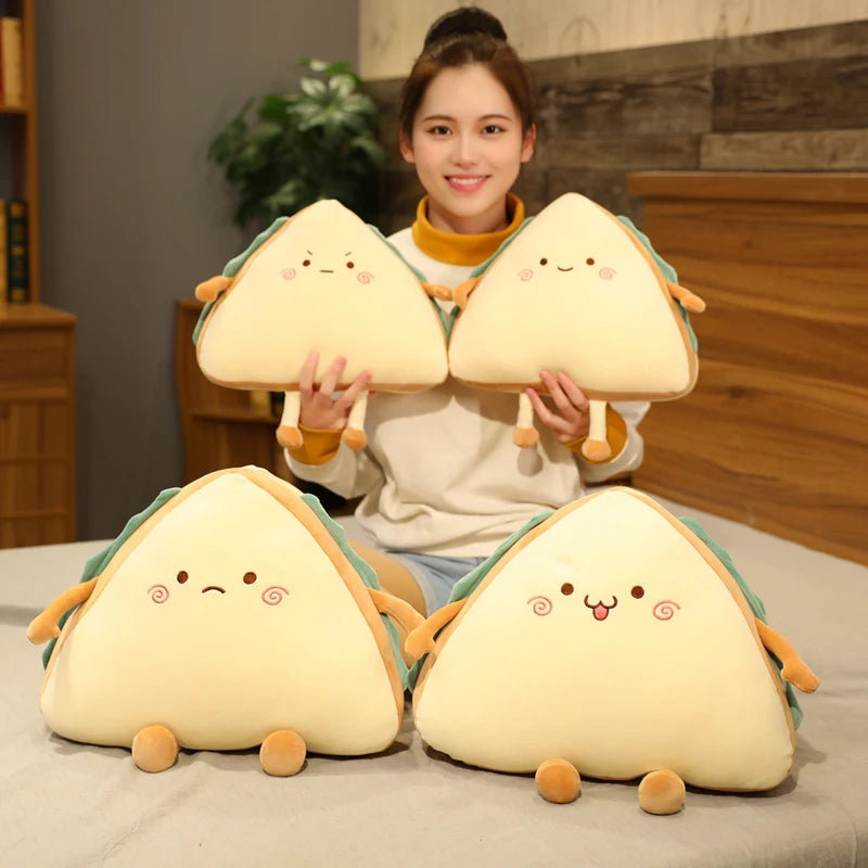 Cute Sandwich Plush Pillow with Expression Faces
