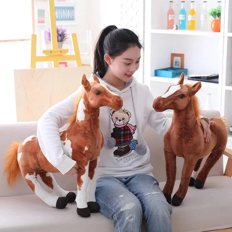 Realistic Brown and White Pinto Horse Plush Toy - Image 4