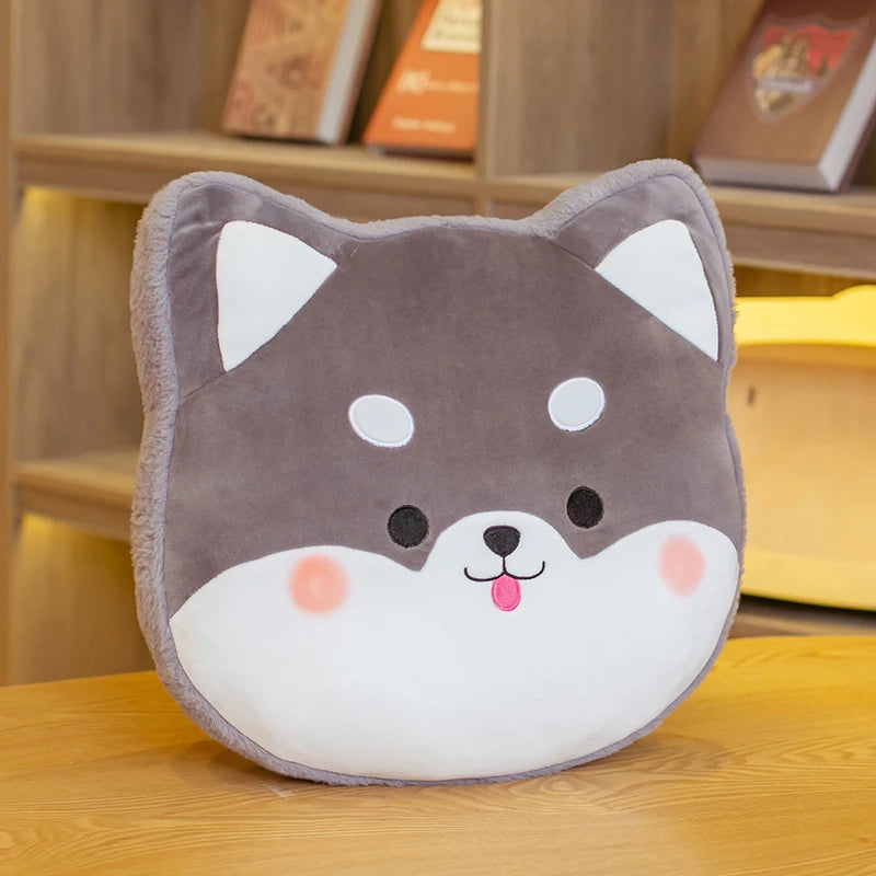 Adorable Grey Shiba Inu Face Plush Pillow - Image 8
