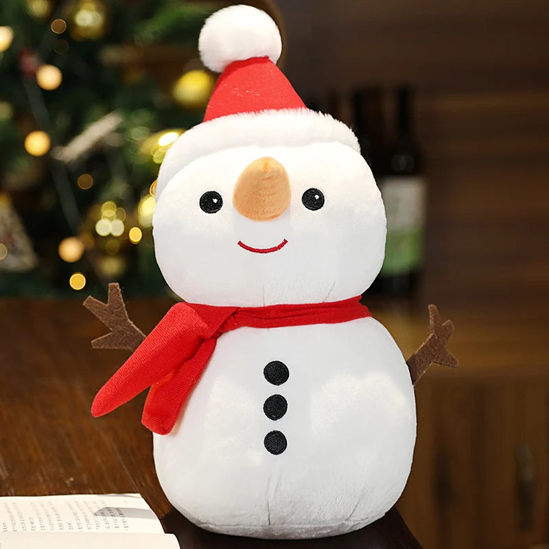 Cute Brown Reindeer Plush Toy with Red Snowflake Scarf - Image 5