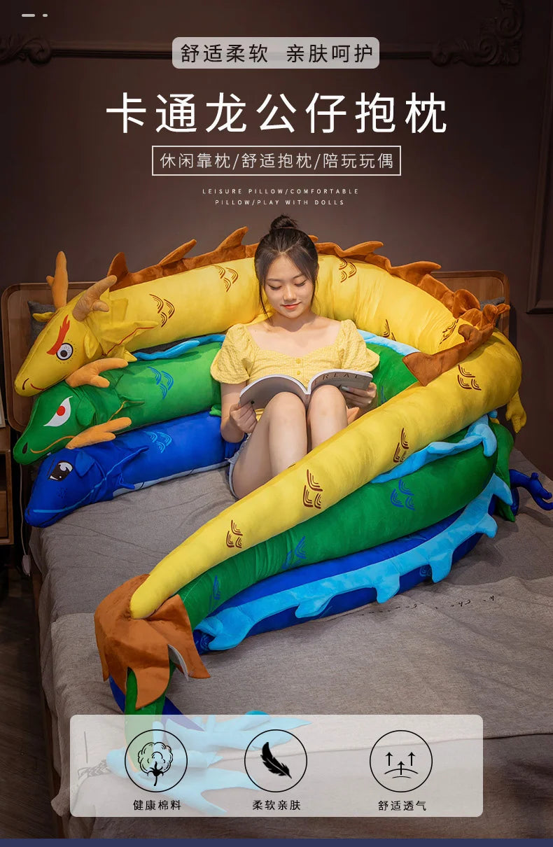 Long Colorful Dragon Plush Body Pillow - Image 4