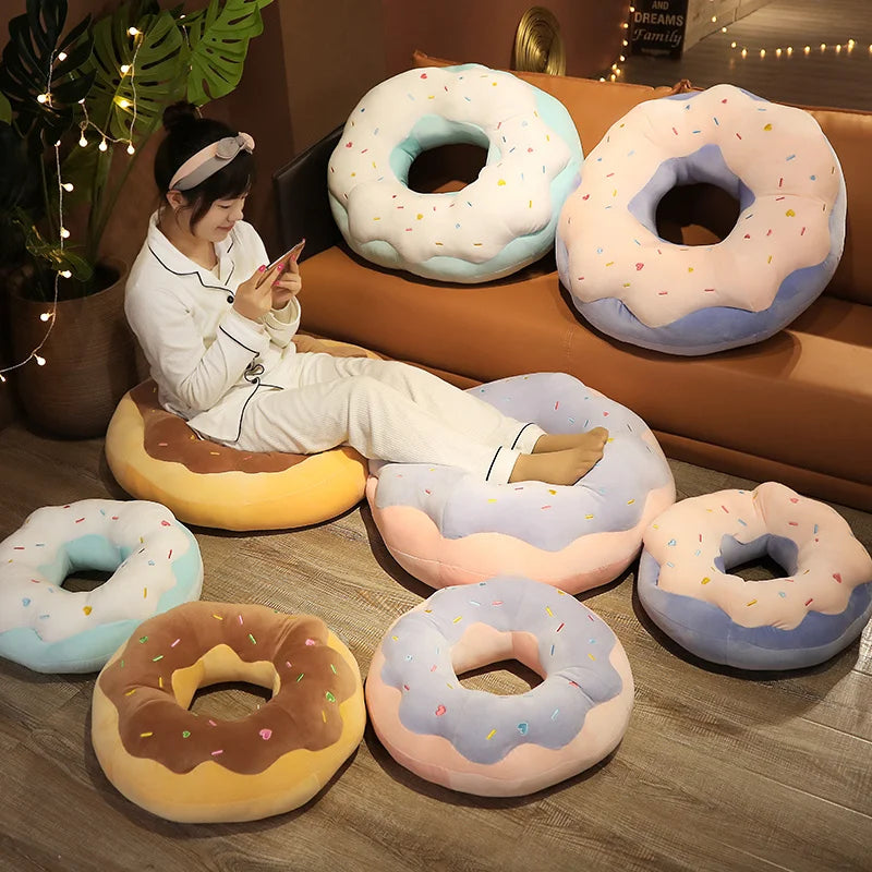 Oversized Donut Plush Cushion with Colorful Sprinkles - Image 5