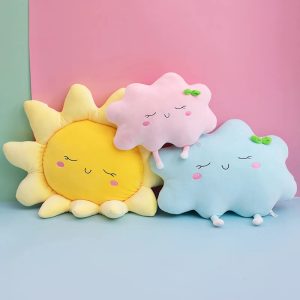 Kawaii Sun and Cloud Plush Cushion Set