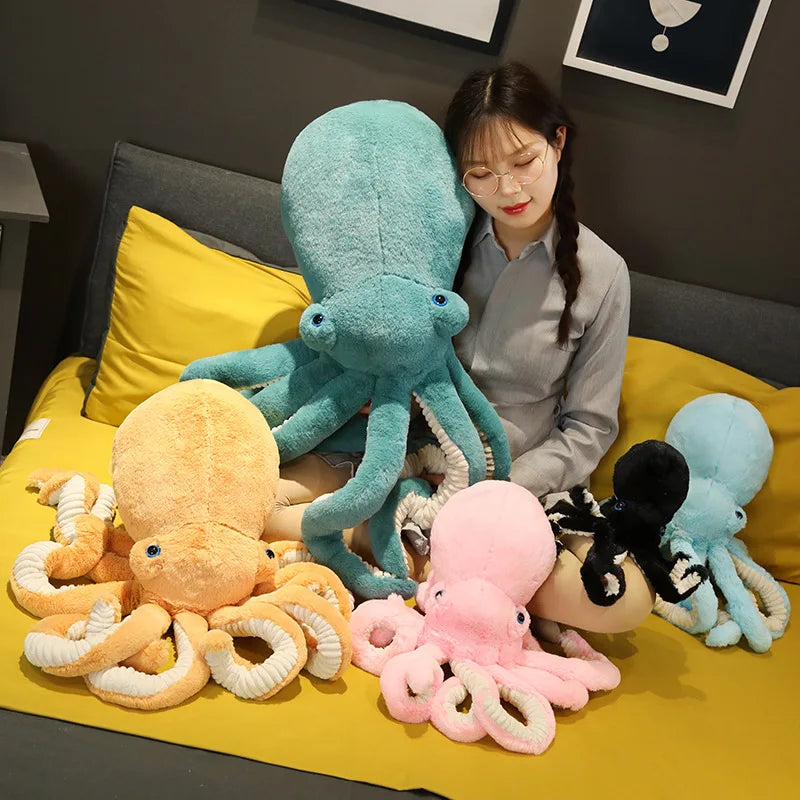 Fluffy Black Octopus Plush Toy with Blue Eyes - Image 5