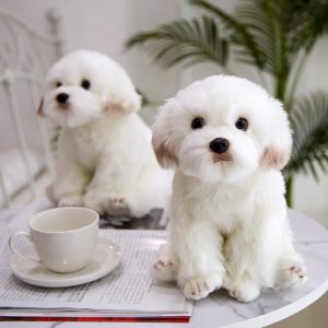 Realistic White Fluffy Puppy Plush