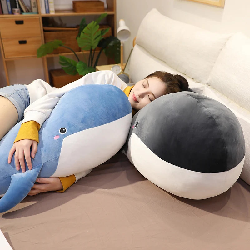 Oversized Sky Blue Whale Plush Cuddle Pillow - Image 5