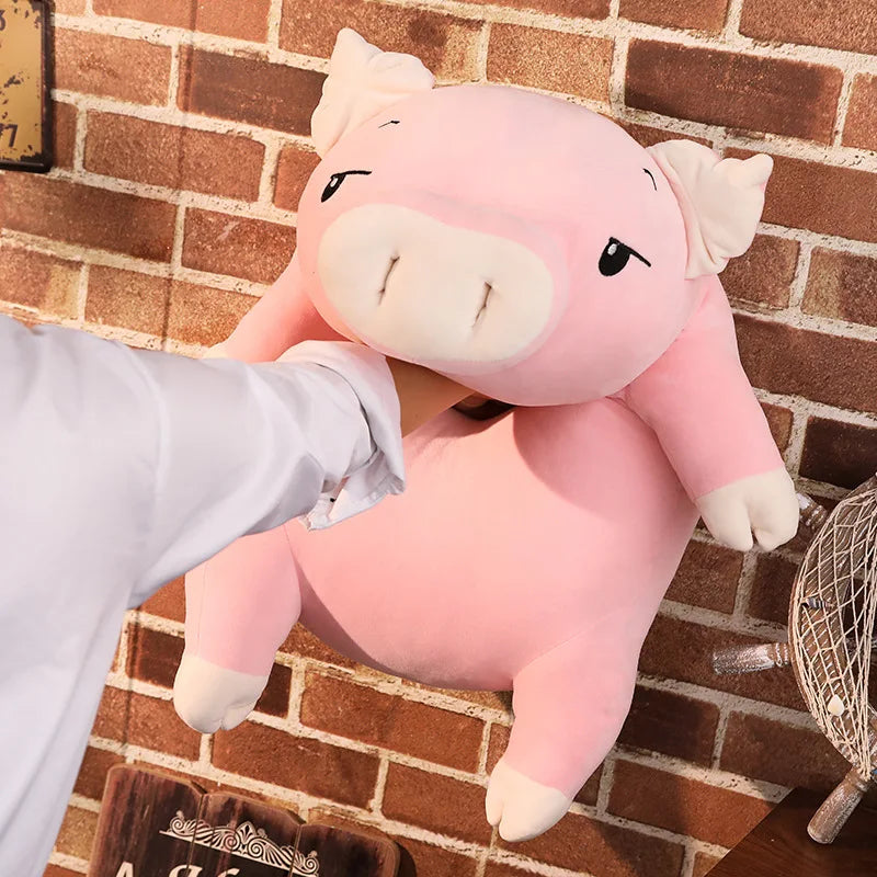 Chubby Lying Pink and Cream Pig Plush - Image 5