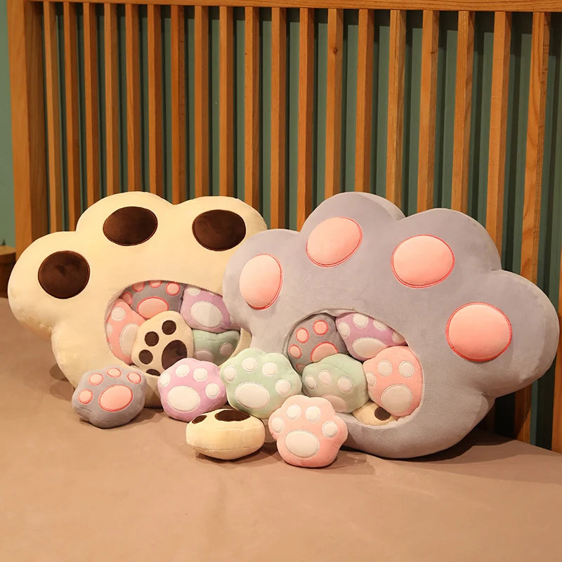 Large Paw Plush Pillow with Colorful Mini Paws - Image 4