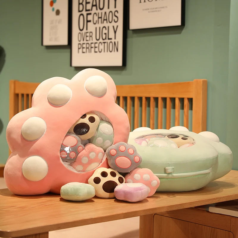 Large Paw Plush Pillow with Colorful Mini Paws - Image 5