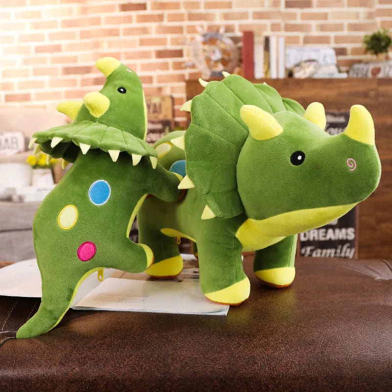 Cuddly Green Triceratops Dinosaur Plush - Image 3
