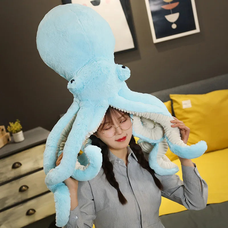 Fluffy Black Octopus Plush Toy with Blue Eyes - Image 4
