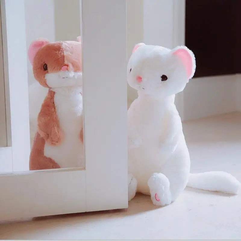 White Ferret Plush Toy with Pink Details - Image 2