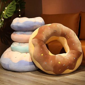 Oversized Donut Plush Cushion with Colorful Sprinkles