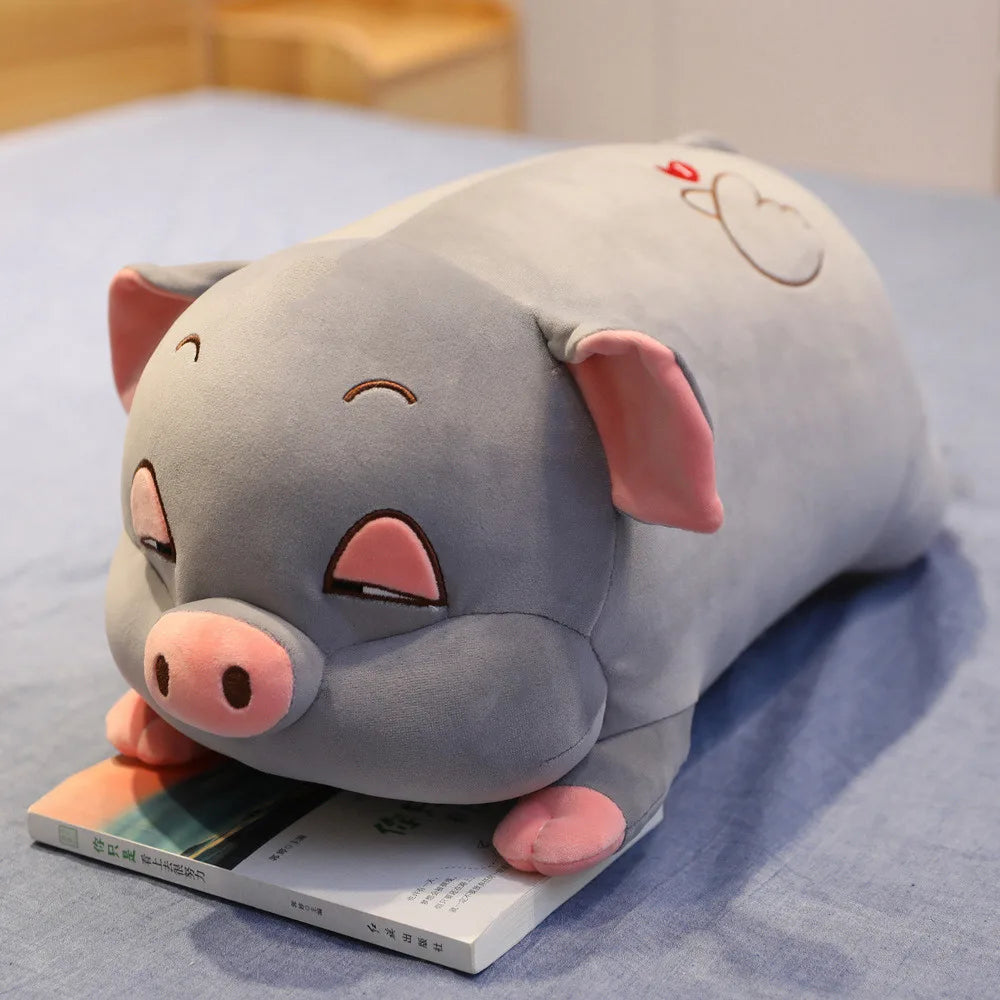 Oversized Sleeping Pink Pig Plush Pillow - Image 8