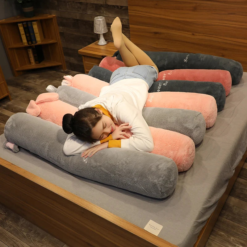 Sweet Baby Pale Pink Plush Body Pillow with Bunny Ears - Image 2