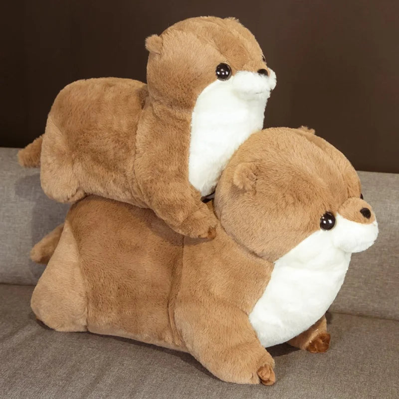 Chubby Brown Otter Plushie with White Belly - Image 2