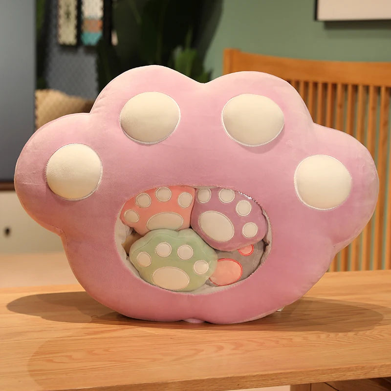 Large Paw Plush Pillow with Colorful Mini Paws - Image 9