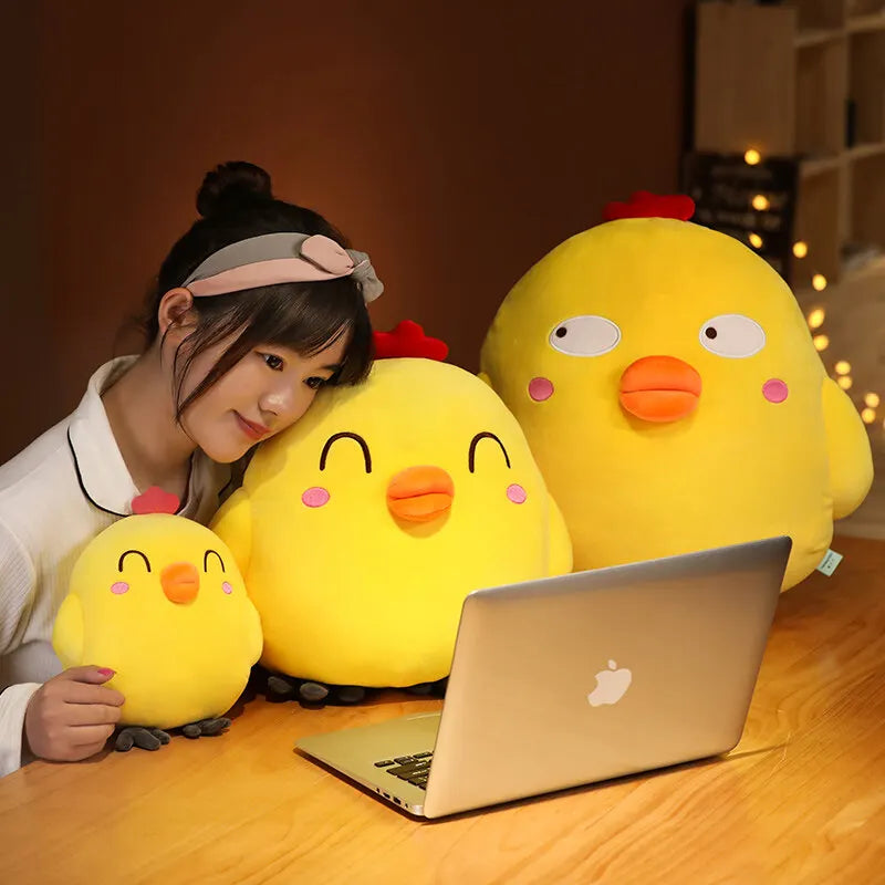 Bright Yellow Chick Plush Toy with Red Comb - Image 4