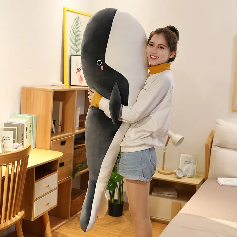 Oversized Sky Blue Whale Plush Cuddle Pillow - Image 6