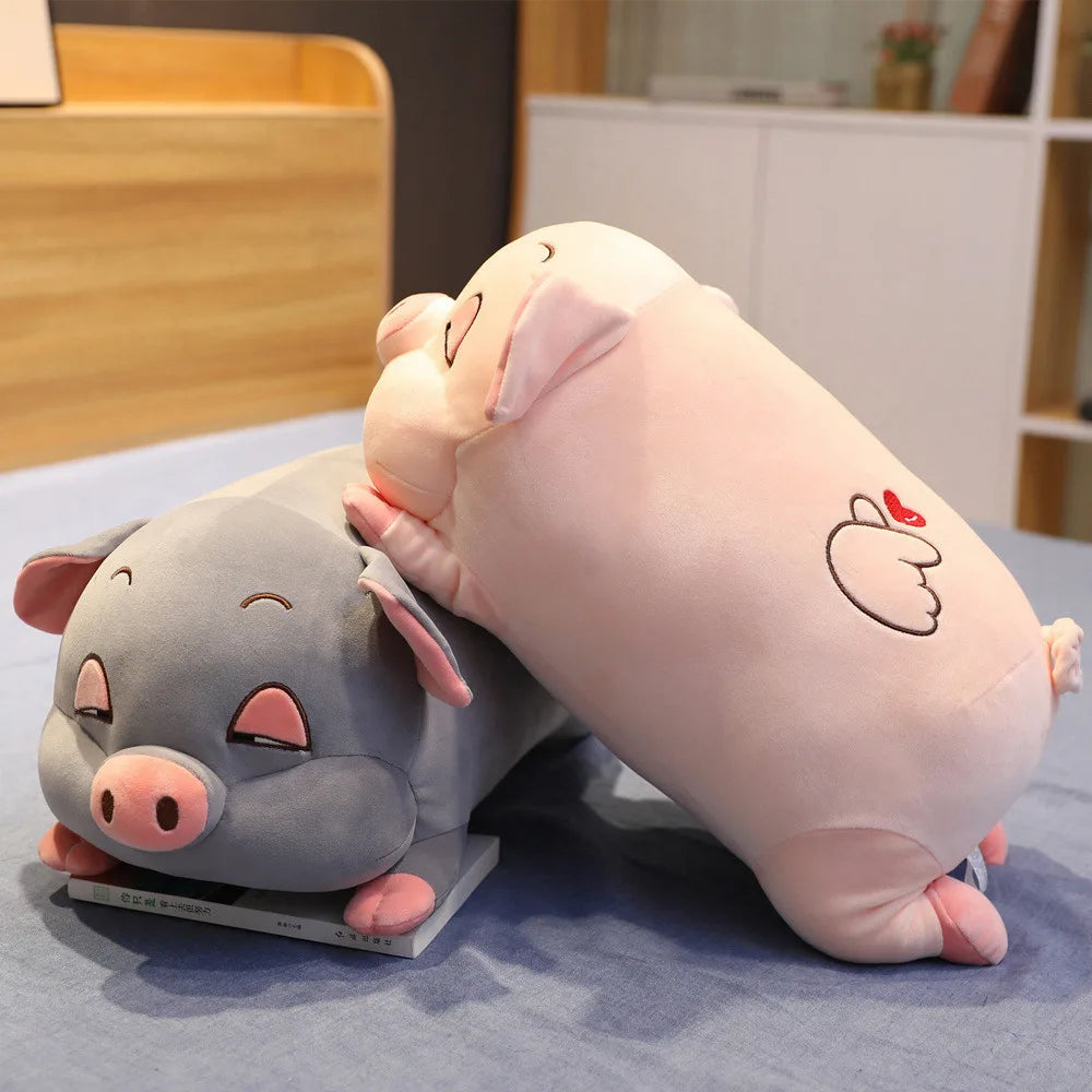 Oversized Sleeping Pink Pig Plush Pillow - Image 3