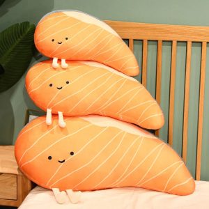 Cute Orange Salmon Fillet Plush Pillow