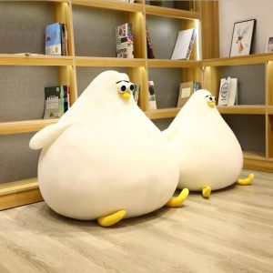 Chubby White Cartoon Bird Plush Pillow